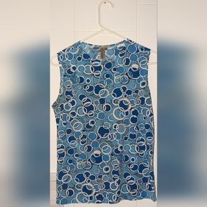 Blue sleeveless circle print top